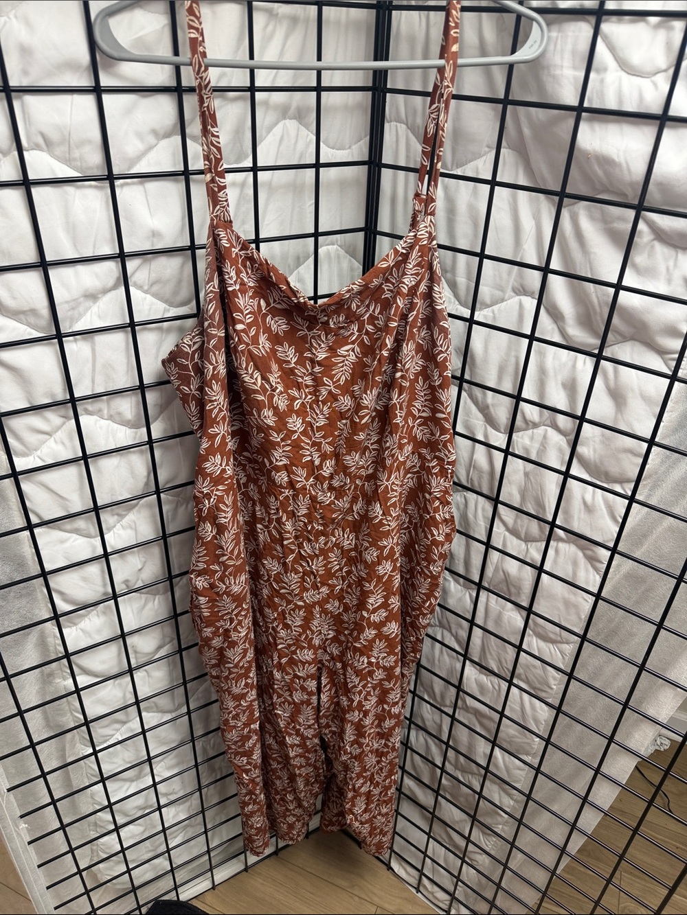 Old Navy Rust Brown Floral Spaghetti-Strap Jumpsuit